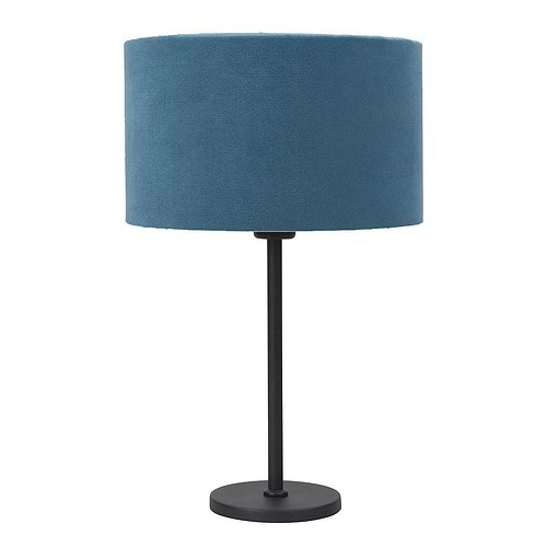 Tafellamp Project klein E27 Mat Zwart met schakelaar op fitting - 48 cm hoog - inclusief kap ocean blue - blauw - 30 cm - Serie Project - Tafellamp - High Light -  De kap San Remo is in verschillende mooie tinten leverbaar -  Bekijk ze in onze webshop in de categorie Lampenkappen en de categorie Tafellampen -  T1720 - 01+O4423 - 04