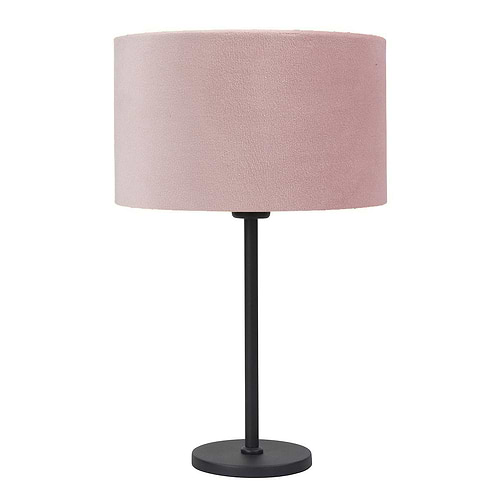 Tafellamp Project klein E27 Mat Zwart met schakelaar op fitting - 48 cm hoog - inclusief kap pink - roze - 30 cm - Serie Project - Tafellamp - High Light -  De kap San Remo is in verschillende mooie tinten leverbaar -  Bekijk ze in onze webshop in de categorie Lampenkappen en de categorie Tafellampen -  T1720 - 01+O4423 - 06