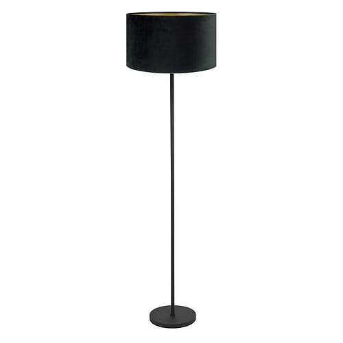 Vloerlamp Project mat zwart van High Light - met snoerschakelaar - dimbaar - 135 cm hoog -  Inclusief zacht fluwelen stoffen lampenkap Cylinder San Remo met een diameter van 45 cm en een hoogte van 25 cm - kleur zwart met mat goden binnenzijde -  E27 LED - HIGH LIGHT -  E27 LED - maximaal 100 Watt - de lichtbron is exclusief -  De lamp is niet verstelbaar -  Binnen de Project serie kunt u kiezen voor verschillende vormen en kleuren lampenkappen -  Zoek in onze webshop op 'Project' -  V472001+O442601