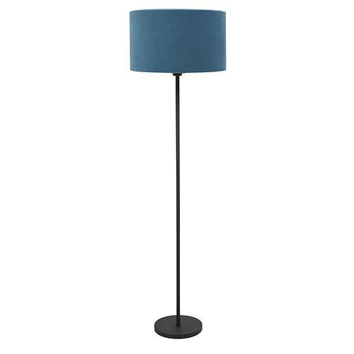 Vloerlamp Project mat zwart van High Light - met snoerschakelaar - dimbaar - 135 cm hoog -  Inclusief zacht fluwelen stoffen lampenkap Cylinder San Remo met een diameter van 45 cm en een hoogte van 25 cm - kleur Ocean Blue - blauw -  E27 LED - HIGH LIGHT -  E27 LED - maximaal 100 Watt - de lichtbron is exclusief -  De lamp is niet verstelbaar -  Binnen de Project serie kunt u kiezen voor verschillende vormen en kleuren lampenkappen -  Zoek in onze webshop op 'Project' -  V472001+O442604