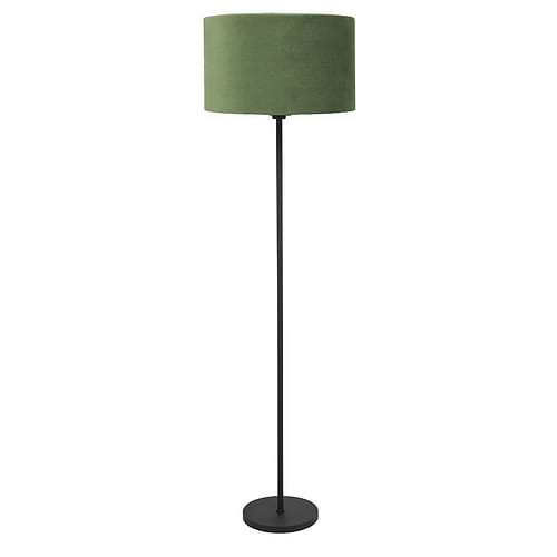 Vloerlamp Project mat zwart van High Light - met snoerschakelaar - dimbaar - 135 cm hoog -  Inclusief zacht fluwelen stoffen lampenkap Cylinder San Remo met een diameter van 45 cm en een hoogte van 25 cm - kleur green - groen -  E27 LED - HIGH LIGHT -  E27 LED - maximaal 100 Watt - de lichtbron is exclusief -  De lamp is niet verstelbaar -  Binnen de Project serie kunt u kiezen voor verschillende vormen en kleuren lampenkappen -  Zoek in onze webshop op 'Project' -  V472001+O442607