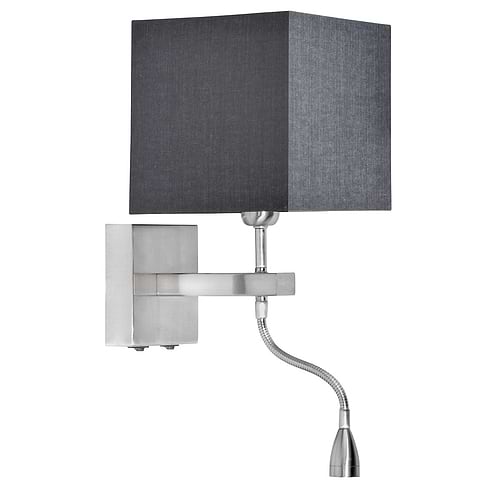Wandlamp - leeslamp - Square Nikkel-mat + 1W LED Flex - Serie Square - Wandlamp - Bedlamp - Leeslamp - High Light - W320930