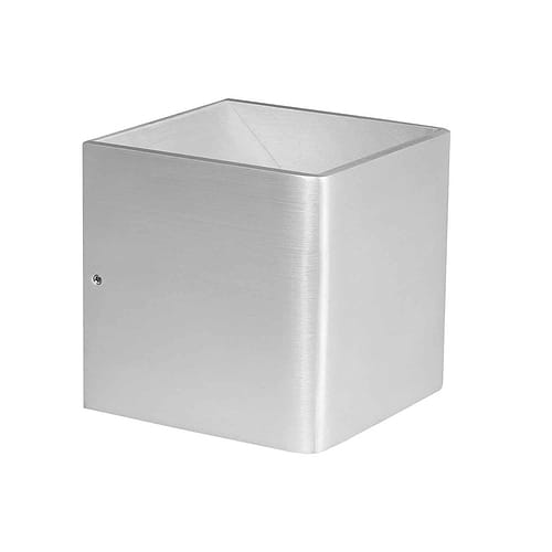 Wandlamp Stretto - mat nikkel - vierkant 10 cm - up en down verlichting - geïntegreerde LED lichtbron - 2700K - 6W - dimbaar - HIGH LIGHT