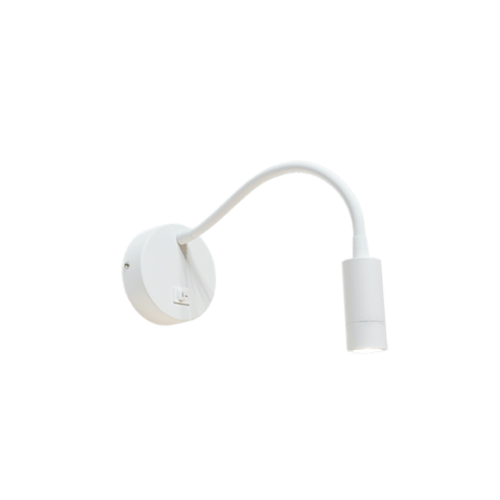 Wandlamp wit "Flexi-C" 34cm 3W LED 3000K 330lm incl.easy connector - ART DELIGHT. Lichtbron is geïntegreerd LED 3W 3000K 330lm. De leeslamp is gemaakt van aluminium. De arm van de lamp is flexibel en kan tot 34 cm uitgerekt worden. Door de flexibele arm is de lamp alle kanten op te schijnen. Ideaal als leeslamp bij uw bed. Incl. driver JW-02-050-0700 - met aan/uit schakelaar op het armatuur.  - WL FLEXI-C LED WI