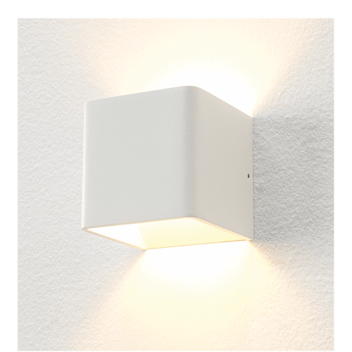 Wandlamp wit 1-lichts "Fulda" 10x10x10cm LED 6W 2700K 500lm - ART DELIGHT. Deze stijlvolle wandlamp schijnt het licht naar boven en naar beneden op de muur. De lamp is vierkant 10 cm. De lichtbron betreft geïntegreerd LED - LED 6W 2700K 540lm. Incl. driver GLP08WTR700-P. - WL FULDA WI