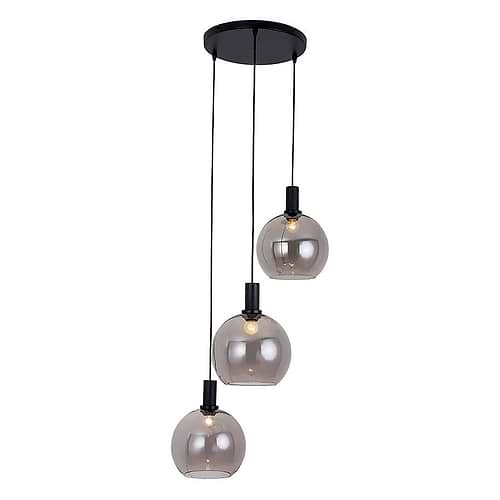 Hanglamp Chandra smoke ronde plafondplaat Ø35 3-lichts FREELIGHT - H9433SK