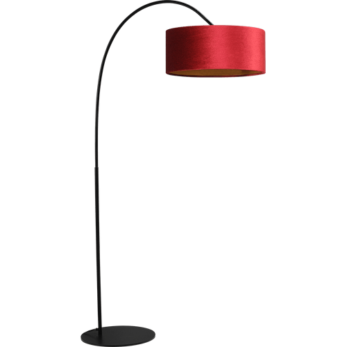 Vloerlamp Arch black - mat zwart - hoogte 183 cm - breedte 88 cm inclusief rode lampenkap - Artik red 52/52/25 cm - uit/aan schakelaar - MASTERLIGHT