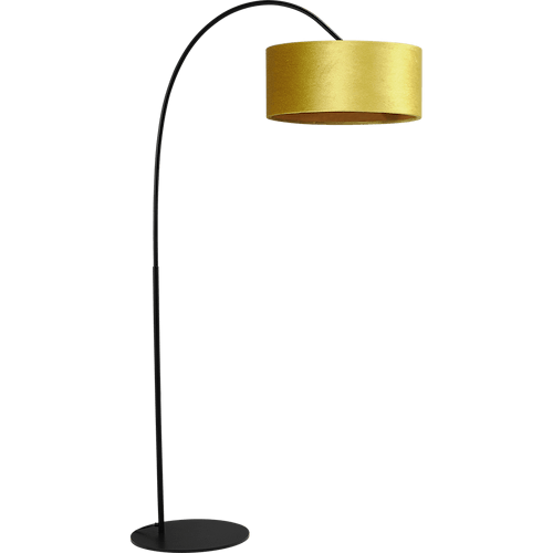 Vloerlamp Arch black - mat zwart - hoogte 183 cm - breedte 88 cm inclusief gele lampenkap - Artik yellow 52/52/25 cm - uit/aan schakelaar - MASTERLIGHT