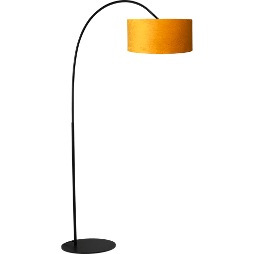 Vloerlamp Arch black - mat zwart - hoogte 183 cm - breedte 88 cm inclusief gele lampenkap - Artik mais 52/52/25 cm - uit/aan schakelaar - MASTERLIGHT