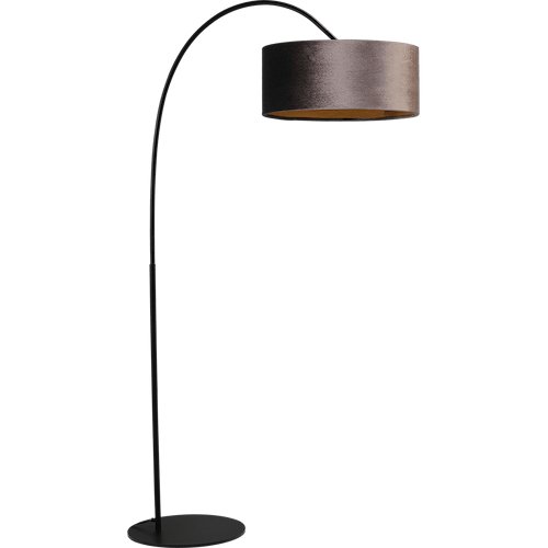 Vloerlamp Arch black - mat zwart - hoogte 183 cm - breedte 88 cm inclusief bruine lampenkap - Artik brown 52/52/25 cm - uit/aan schakelaar - MASTERLIGHT