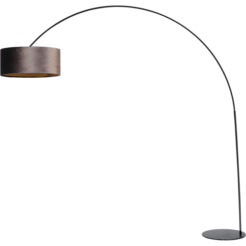 Vloerlamp - booglamp - Arch XXL matt black - mat zwart - hoogte 223 cm - breedte 217 cm - inclusief bruine lampenkap - Artik brown 52/52/25 cm - uit/aan schakelaar - MASTERLIGHT
