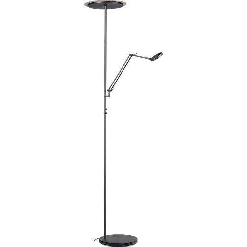 Vloerlamp Milan zwart nikkel uplight en leeslamp hoogte 185cm DTW