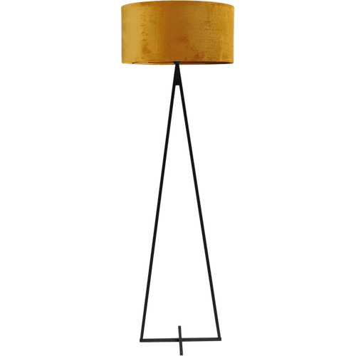 Vloerlamp Cross Triangle zwart structuur hoogte 158cm inclusief maiskleurige lampenkap Artik mais 52/52/25 - MASTERLIGHT
