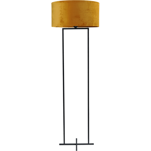 Vloerlamp Cross Rectangle zwart structuur hoogte 158cm inclusief maiskleurige lampenkap Artik mais 52/52/25 - MASTERLIGHT