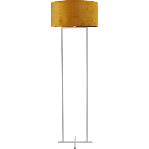 Vloerlamp Cross Rectangle wit structuur hoogte 158cm inclusief maiskleurige lampenkap Artik mais 52/52/25 - MASTERLIGHT