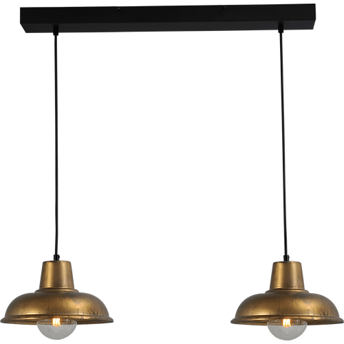 Industriële hanglamp di Panna  antiek messing 2-lichts Ø26cm