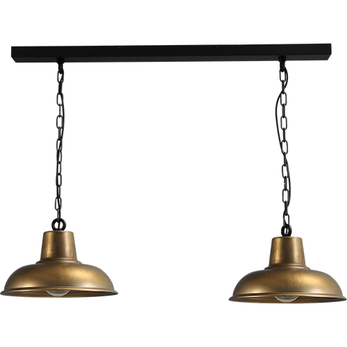 Industriële hanglamp di Panna 2-lichts oud messing 2x Ø36cm