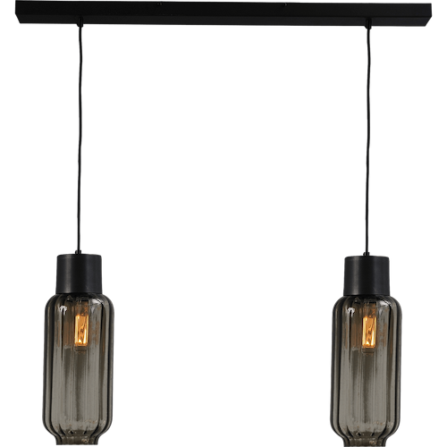 Hanglamp "Lett Rib" zwart 2-lichts beam 100x8