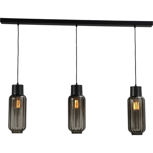 Hanglamp "Lett Rib" zwart 3-lichts beam 130x8