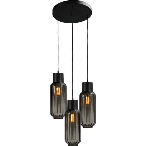 Hanglamp "Lett Rib" zwart 3-lichts doorsnede 35cm