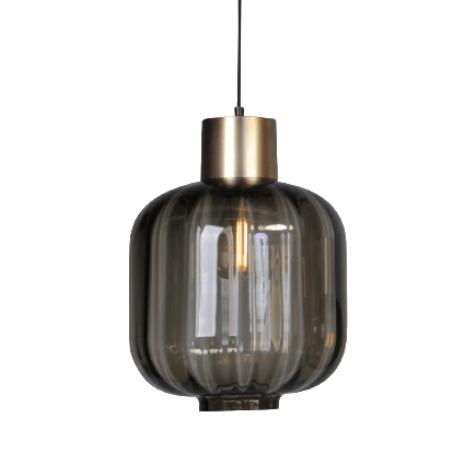 Hanglamp "Lett Rib" zwart/mat goud