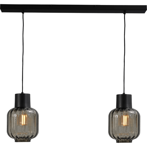Hanglamp "Lett Rib" zwart 2-lichts beam 100x8cm