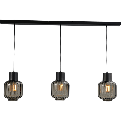 Hanglamp "Lett Rib" zwart 3-lichts beam 130x8cm