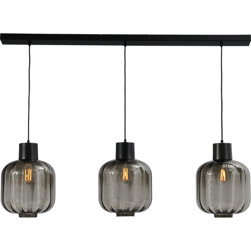 Hanglamp "Lett Rib" zwart 3-lichts beam 130x8cm