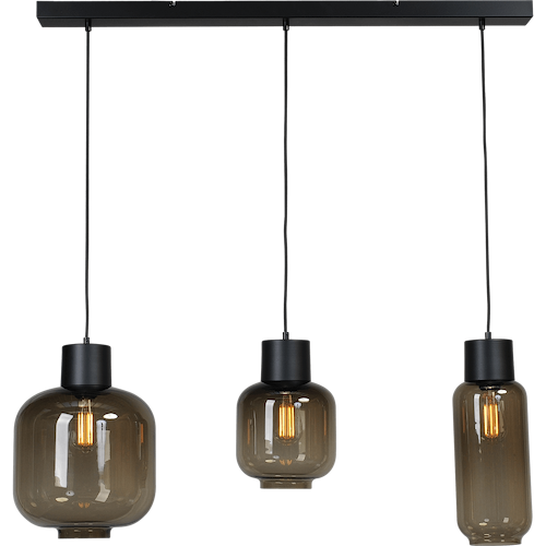 Hanglamp "Lett" mat zwart 3-lichts beam zwart 100x8cm