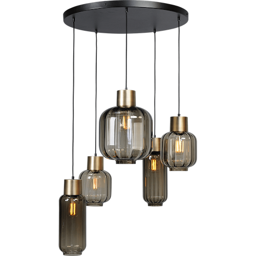 Hanglamp "Lett Rib" mat goud 5-lichts Ø50cm