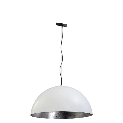 Industriële hanglamp Larino Ø50cm wit buitenkant E27