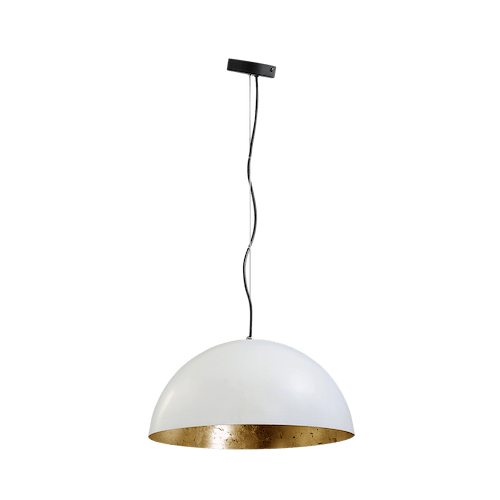 Industriële hanglamp Larino Ø40cm wit buitenkant E27