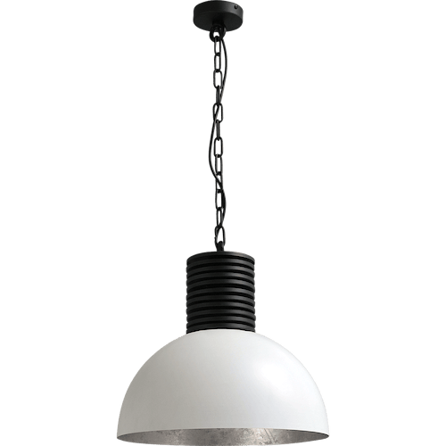 Industriële hanglamp Larino Ø40cm wit buitenkant E27