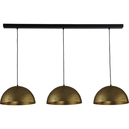 Hanglamp Larino 3-lichts Ø40cm bladgouden/bladgouden - plafondplaat zwart - 130x8cm - zwarte pvc kabel 150cm - MASTERLIGHT
