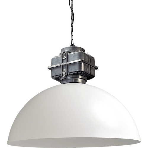 Industriële hanglamp Larino Ø80cm wit buitenkant