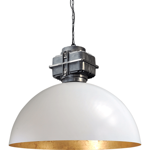 Industriële hanglamp Larino Ø80cm wit buitenkant