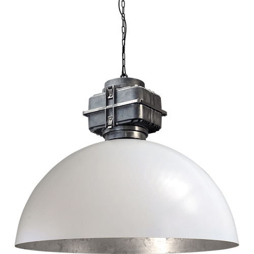 Industriële hanglamp Larino Ø80cm wit buitenkant