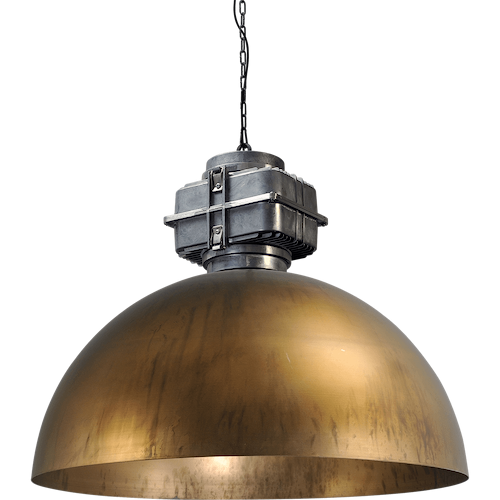 Industriële hanglamp Larino Ø80cm antiek messing buitenkant