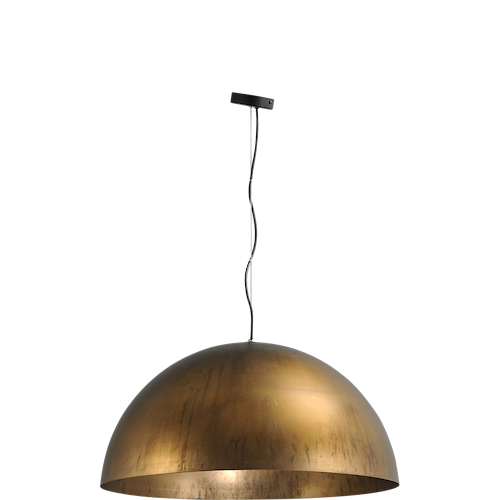 Industriële hanglamp Larino Ø80cm antiek messing buitenkant
