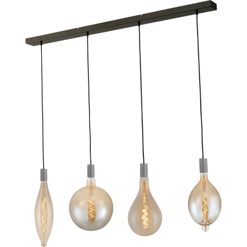 Hanglamp Tessi 4-lichts beton look 130x8cm