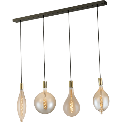 Hanglamp Tessi 4-lichts glimmend messing 130x8cm