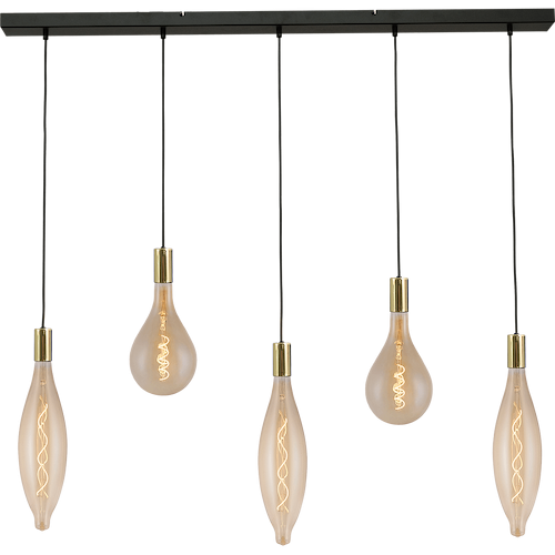 Hanglamp Tessi 5-lichts glimmend messing 130x8cm