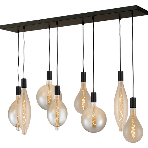 Hanglamp Tessi 8-lichts mat zwart 130x25cm