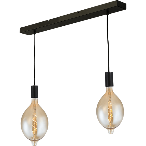 Hanglamp Tessi 2-lichts mat zwart 70x9cm