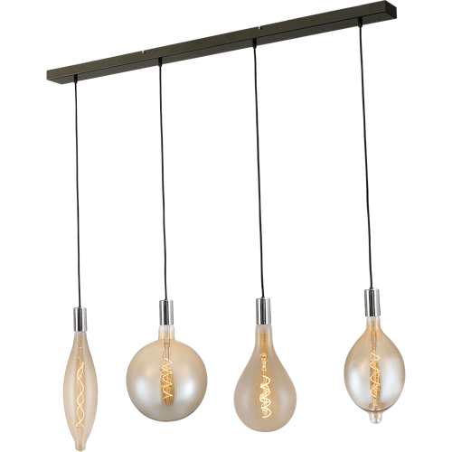 Hanglamp Tessi 4-lichts chrome 130x8cm