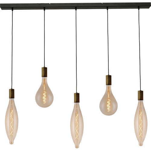 Hanglamp Tessi 5-lichts antiek messing 130x8cm
