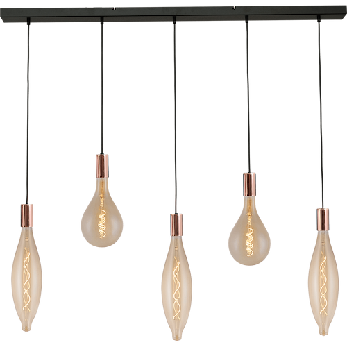 Hanglamp Tessi 5-lichts glimmend koper 130x8cm
