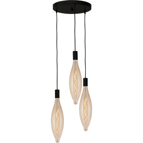Hanglamp Tessi 3-lichts mat zwart Ø35cm