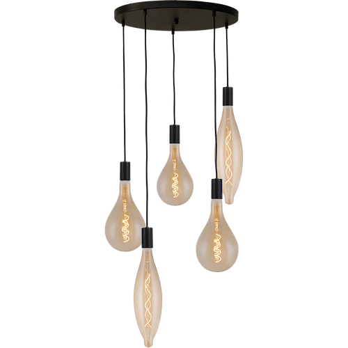 Hanglamp Tessi 5-lichts mat zwart Ø50cm E27