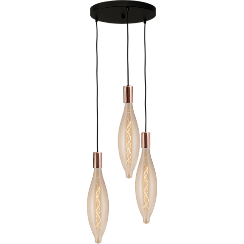 Hanglamp Tessi 3-lichts glimmend koper Ø35cm